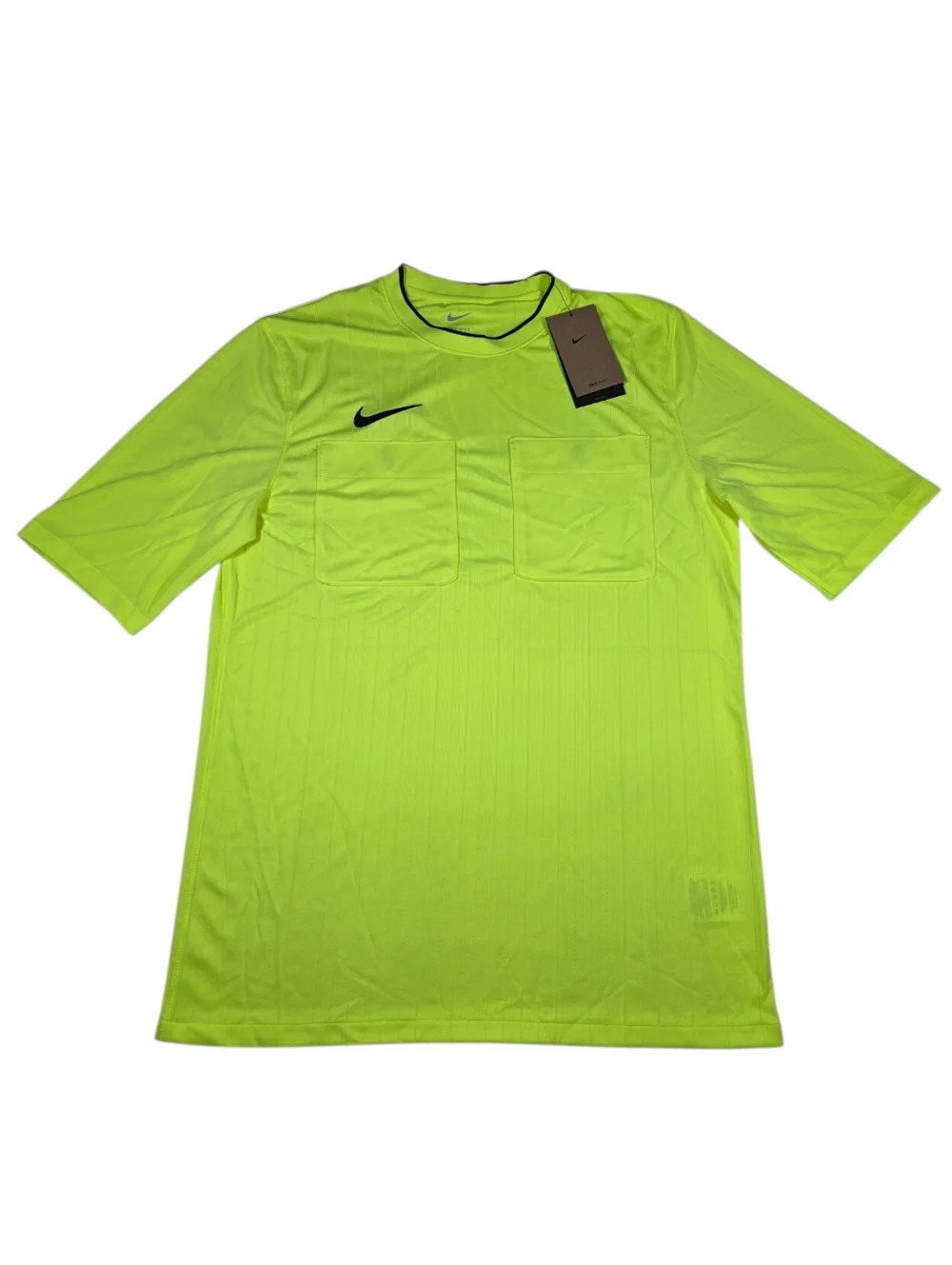 NWT‎ Nike Dri-Fit Soccer Referee Volt Yellow Double Pocket Jersey Men's Sz Large